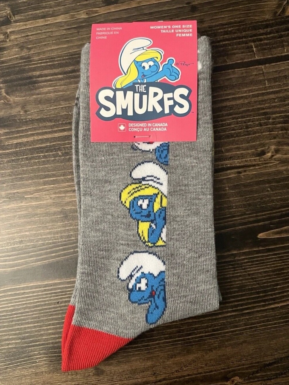 Perri's The Smurfs Crew Socks Women's One Size NWT Gray